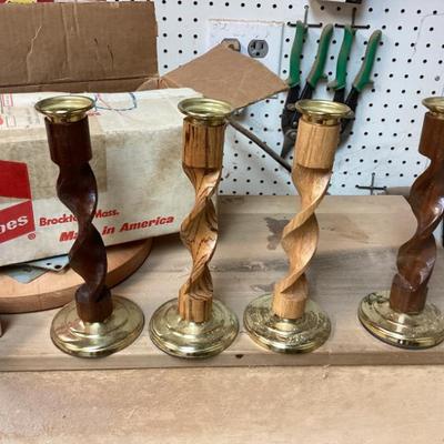 Sale Photo Thumbnail #24: Twisted olive wood candle holders