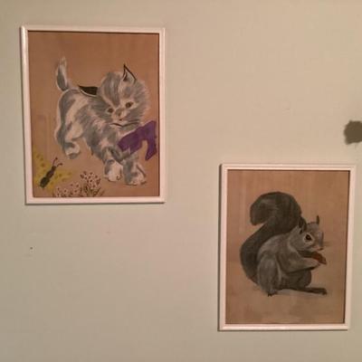 Sale Photo Thumbnail #88: Famed prints of kitten and a squirrel