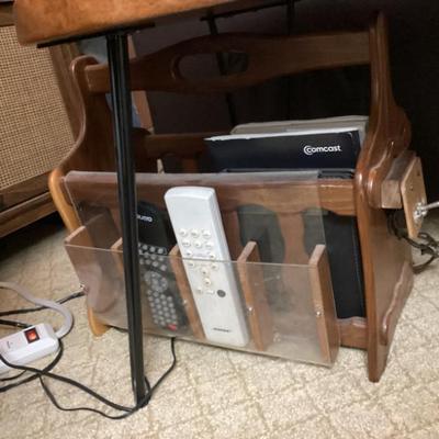 Sale Photo Thumbnail #145: Wood side table with organizer caddy