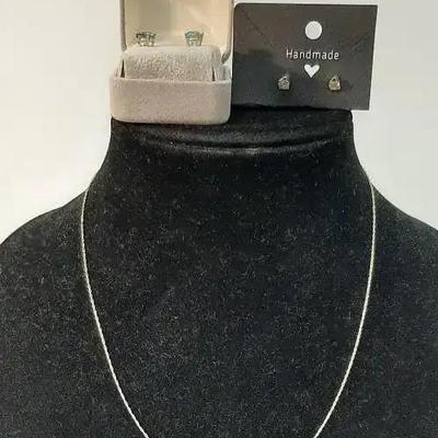 Fine 10K Gold Necklace 14K Topaz Earrings - 14K Diamond Earrings 1/10 Karat - 2g with stones (3)