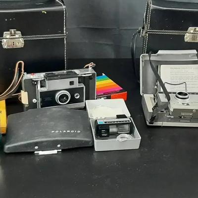 Vintage Polaroid Land Cameras with Carry Cases and Accessories 