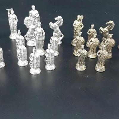 Brass and Silvertone Chess Set