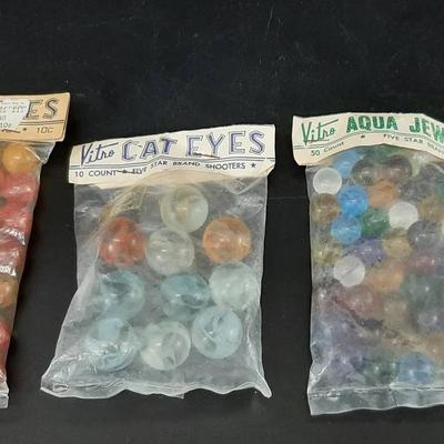 3 Vintage Packages Marbles - Virto Cat Eyes - Aqua Jewels 