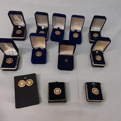 Lot of Rotary International Club Pins - Stones Tested - Ruby - Saphire - Topaz