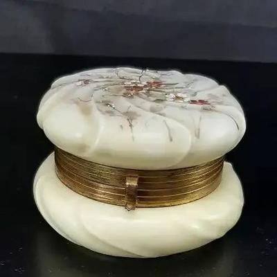 Antique Wavecrest Helmschmied Swirl Dresser Hinged Box - Hand Painted Ware CF Monroe 


box-


