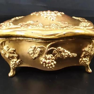 Antique Benedict 925 Oroinolu Gold Over Sterling Ornate Casket Box 549g