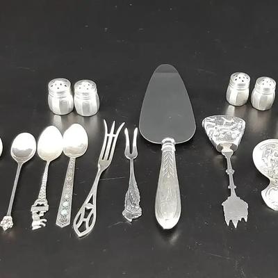 16 Lot of Sterling Silver Serving Utensils and Salt /Pepper Shakers -187g