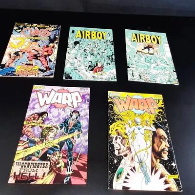 5 Vintage First Comic Warp 1983 - Airboy 2015 - Chaos 1984