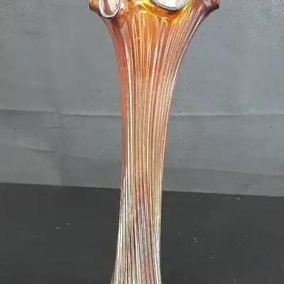 Fenton Marigold Iridescent Carnival Glass Swung Vase 