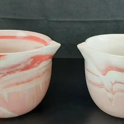 2 Pink Marbled by Circo Porcelain Bowls 
