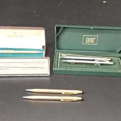 7 Cross Graphite Pens Gold Silver Finish - 2 Pens 1/20 12K Gold Filled 