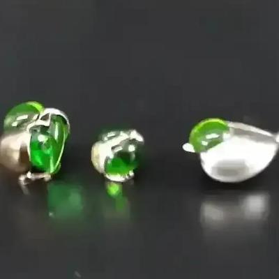 Christofle Silver Plated Green Stone Bird Paperweight 