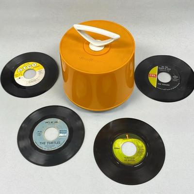 Disk-Go-Case With Stack Of Mystery Lot 45RPM Records 