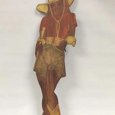 Unique Painted Wood Cowgirl 