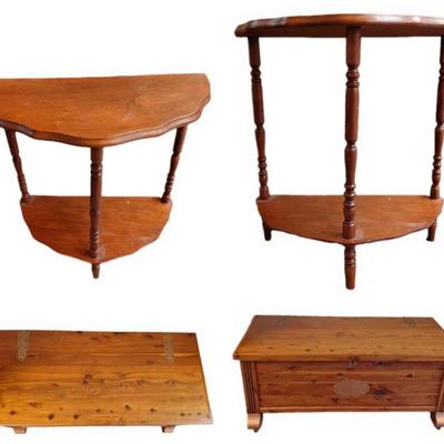 Cedar Chest And Small Wood Half Side Table