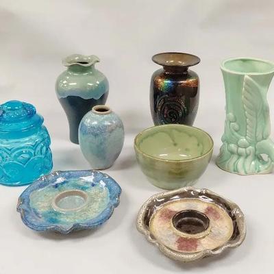 Vintage Blues And Greens Pottery