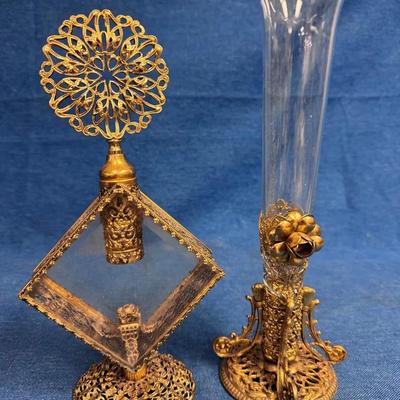 Ormulu Matching Perfume and Bud Vase-Mid 20th Century