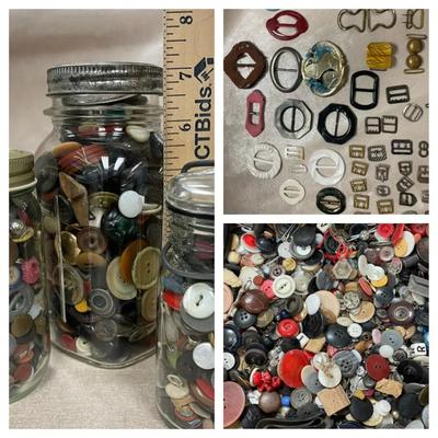 A Mix of Vintage Buttons And Buckles