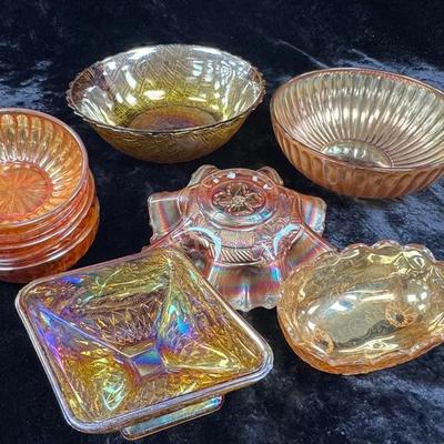 Stunning Marigold, Floragold And Peach Carnival Glass