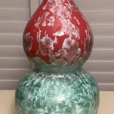 MMP143 Large Jingdezhen Chinese Double Gourd Crystalline Glaze Vase