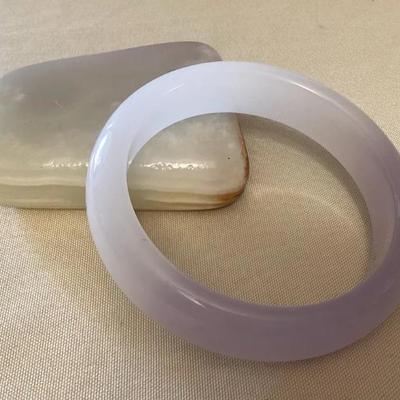 MMP130 Lavender & White Jade Bangle Bracelet New