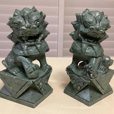 MMP001 Pair Of Chinese Carved Stone Foo Dogs