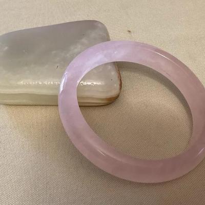 MMP137 Pink Jade Bangle Bracelet New
