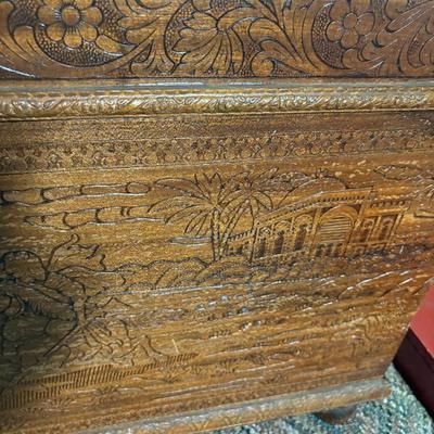Sale Photo Thumbnail #129: Moroccan carved trunk $199
40 X 20 X 23"