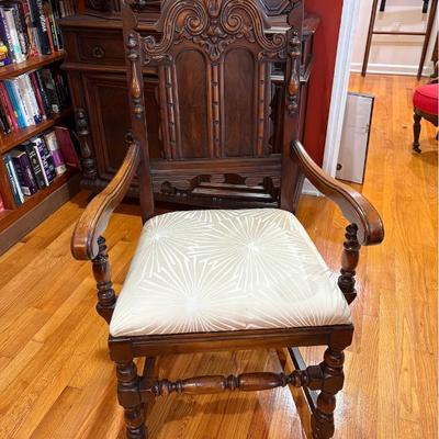 Sale Photo Thumbnail #110: Jacobean dining table and set of 6 chairs $695
62 X 38 X 20"