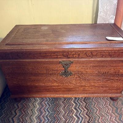 Sale Photo Thumbnail #128: Moroccan carved trunk $199
40 X 20 X 23"