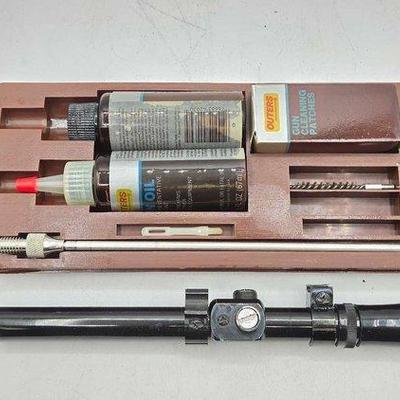 Sale Photo Thumbnail #126: 1800 • pistol cleaning kit, scope, & more