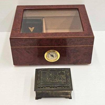 Sale Photo Thumbnail #193: 2142 • capri glasstop desktop humidor & jewelry box