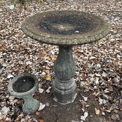 Large And Small Concrete Birdbaths 