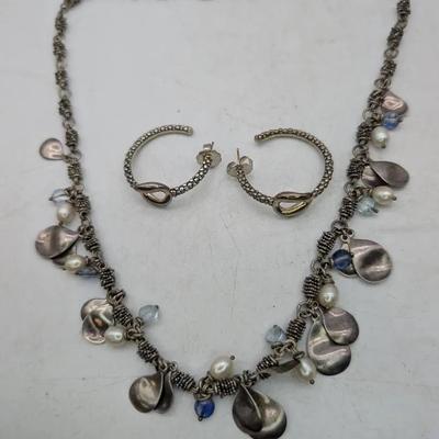 Michael Dawkins Sterling Silver Necklace & Earrings 