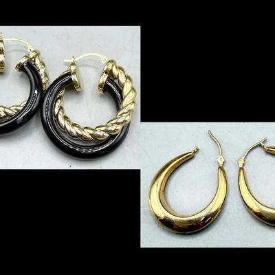 Two Sets Of 14k Gold Earrings 