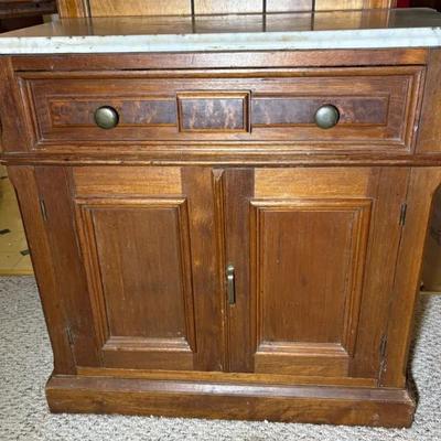 Vintage Marble Top Washstand Cabinet
