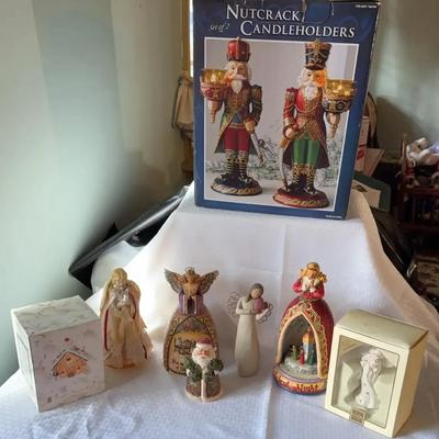 Jim Shore, Willie Tree Angels And Nutcracker Candleholders 