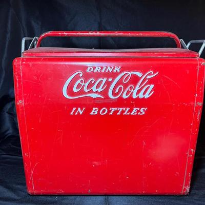 Vintage Coca-Cola Metal Cavalier Cooler With Lid & Bottle Opener