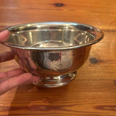 Sale Photo Thumbnail #29: Silver plated pedestal bowl. 