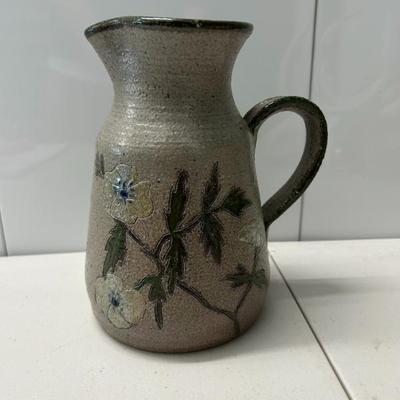 Sale Photo Thumbnail #231: Vintage handmade pottery pitcher signed by he potter. 