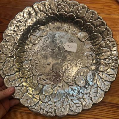 Sale Photo Thumbnail #22: Silver plated round serving tray. 