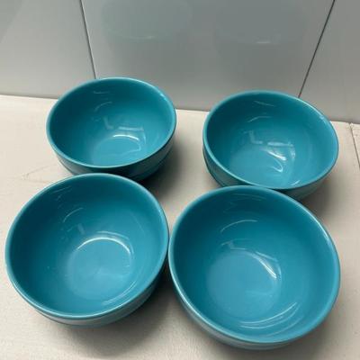 Sale Photo Thumbnail #120: Set of 4 Le Creuset turquoise bowls. 