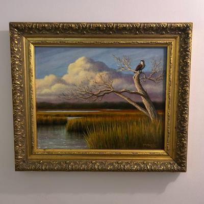 Sale Photo Thumbnail #97: Original oil on canvas in lovely solid wood frame by Local Charleston artist Holly Reynolds. 