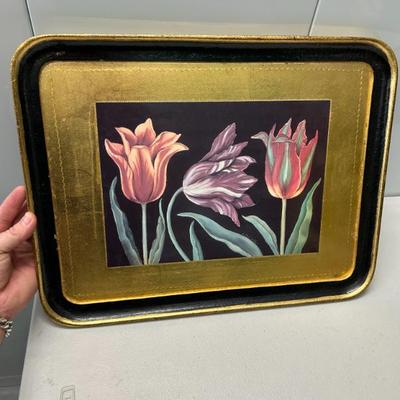 Sale Photo Thumbnail #289: Italian Florentine Vietri floral tray. Signed A. Churchill 