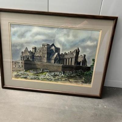 Sale Photo Thumbnail #71: Original watercolor by Earl Canfields of Irish castle. 