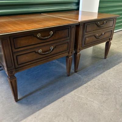 Sale Photo Thumbnail #63: Pair of vintage walnut American of Martinsville Mid Century night stands. Dovetailed. 