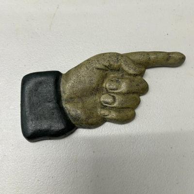 Sale Photo Thumbnail #217: Vintage cast iron English wall mounted finger. 