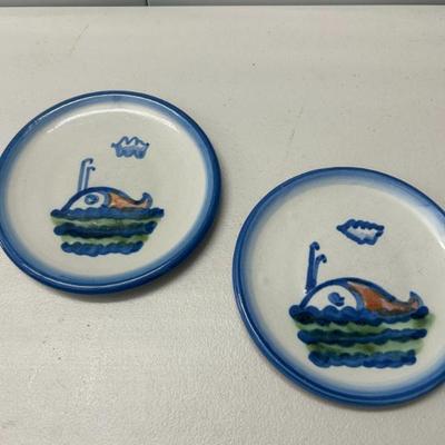 Sale Photo Thumbnail #151: Set of 2 hand painted M. A. Hadley bread and butter plates. Signed. 