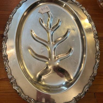 Sale Photo Thumbnail #28: Silver plate footed meat platter. As iS. 