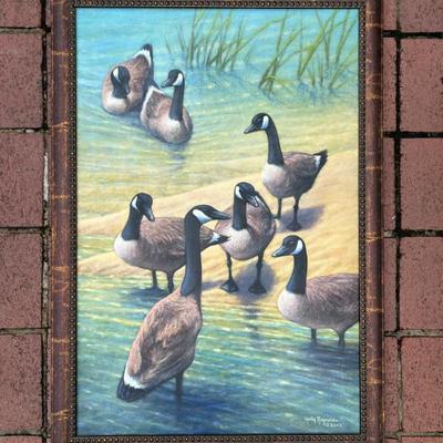 Sale Photo Thumbnail #87: Original oil on canvas in lovely solid wood frame by Local Charleston artist Holly Reynolds. 